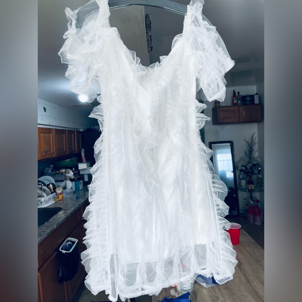 Sheer White Dress with Belt